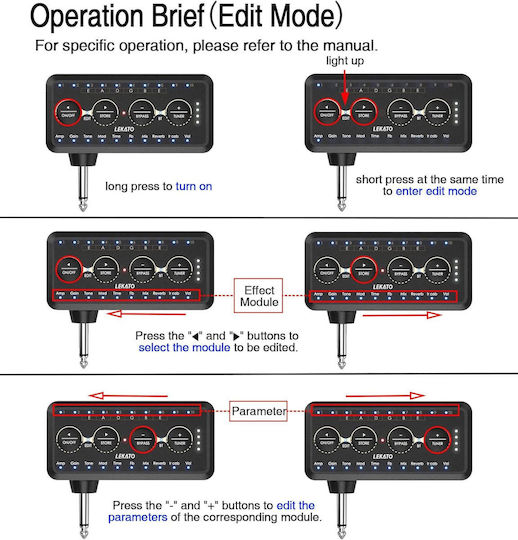 Mini Amplificator Pentru Chitară Căști Reîncărcabil Bluetooth Înregistrare Mod 10 Presete 10 Canale IR Tuner Reverberație Întârziată Chorus Fază Suprasarcină Distorsiune Efect Compozit