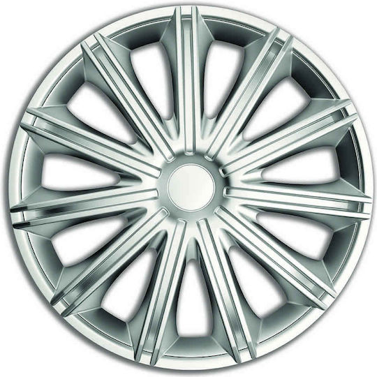 Set Car Hubcaps 14 Inches Nero Silver 141102