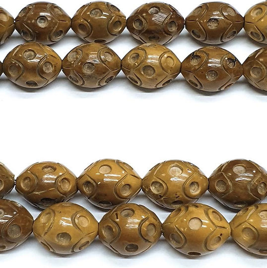 Roloi Komboloi Graven Worry Beads with 33 Beads Brown 37cm