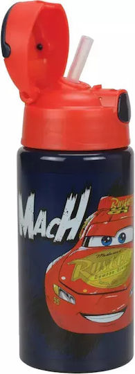 Gim Cars Kids Aluminium Water Bottle with Straw 500ml