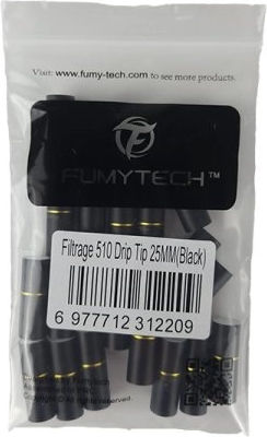 Fumytech Drip Tip 510 Filter 25mm Black 20τμχ