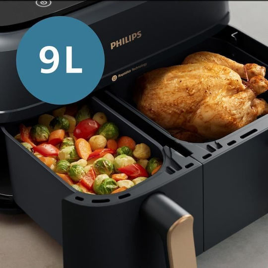 Philips 3000 Series Friteuză cu aer cu Coș Detașabil Dublu 9lt Negru