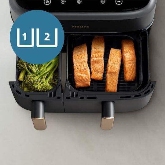 Philips 3000 Series Friteuză cu aer cu Coș Detașabil Dublu 9lt Negru
