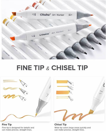 Ohuhu Ohuhu Fine & Chisel 100 Drawing Markers Full Professional Collection