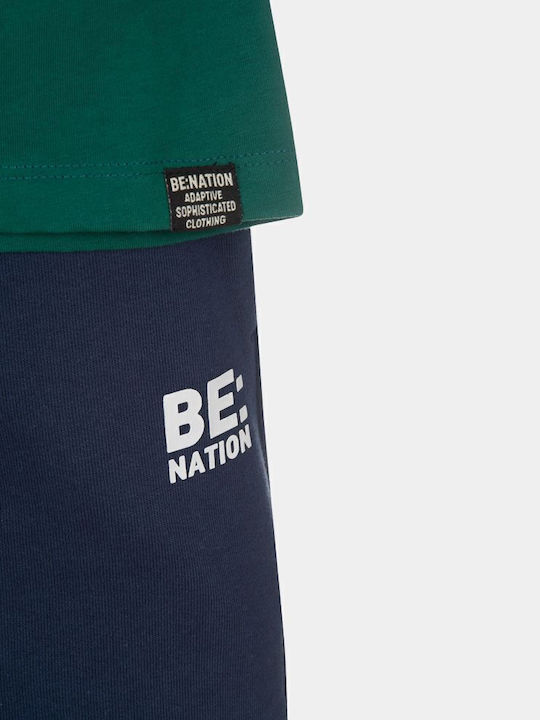 Kids' Set with Shorts Summer 2pcs Green-blue Navy-white