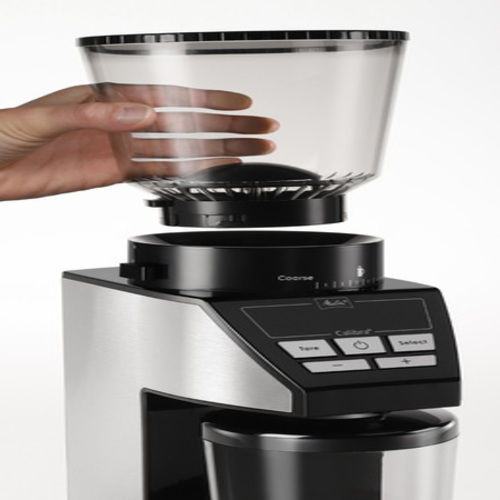 Melitta Calibra Electric Coffee Grinder 160W for 375gr Beans and 39 Grind Levels Silver