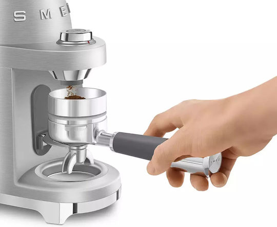 Smeg Elektrischer Kaffeemühle 150W mit einer Kapazität von 350gr und 30 Mahlstufen Silber
