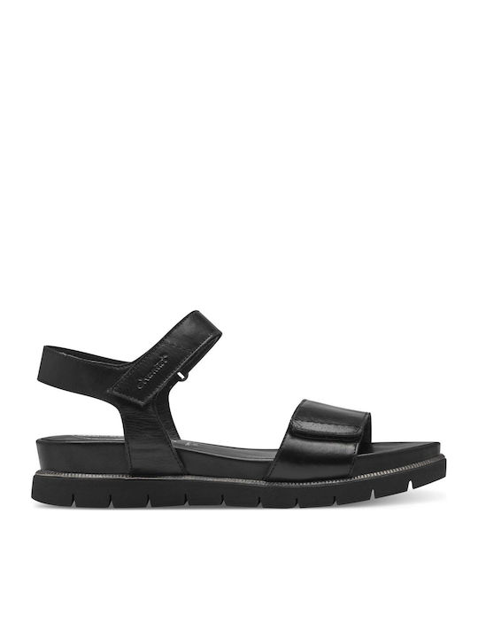 Leather Women's Flat Sandals Black