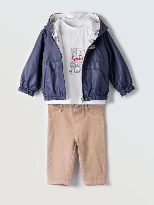 Kids' Set with Pants & Outerwear Winter 3pcs Blue Navy
