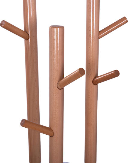 HomeMarkt Metallic Coat Rack White/ Natural Triple with Cement Base & 9 Hooks Wyatt 37x37x173cm