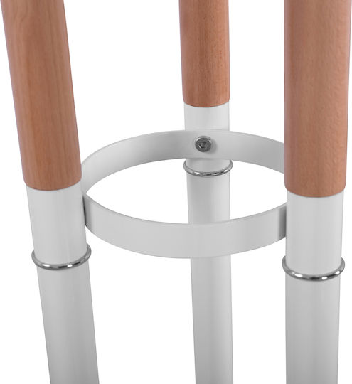 HomeMarkt Metallic Coat Rack White/ Natural Triple with Cement Base & 9 Hooks Wyatt 37x37x173cm