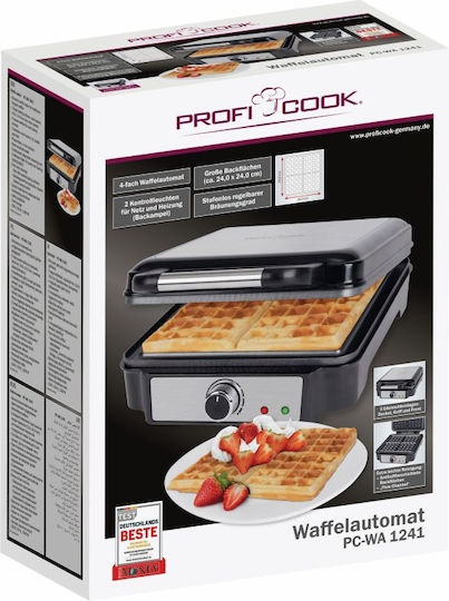 Profi Cook PC-WA 1241 Waffle Maker For Square Waffles 4 Waffles 1200W