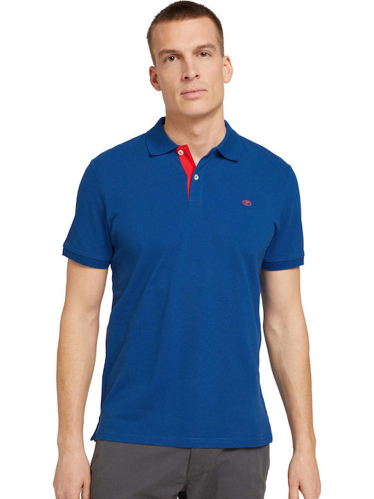 Basic Polo Herrenbluse Kurzarm Blau