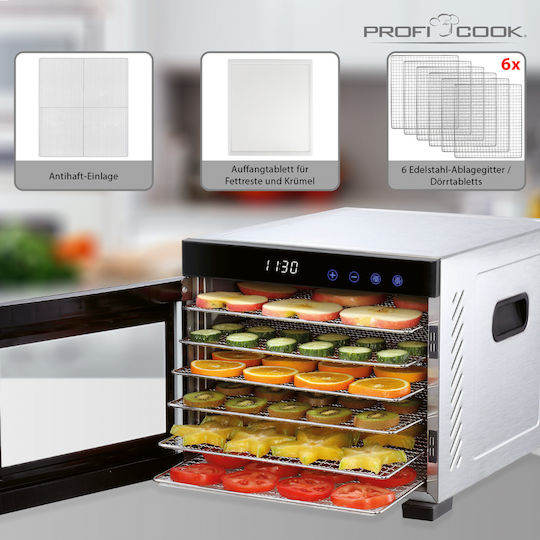 Profi Cook Αποξηραντής Τροφίμων με 6 Ράφια και Ρυθμιζόμενη Θερμοκρασία