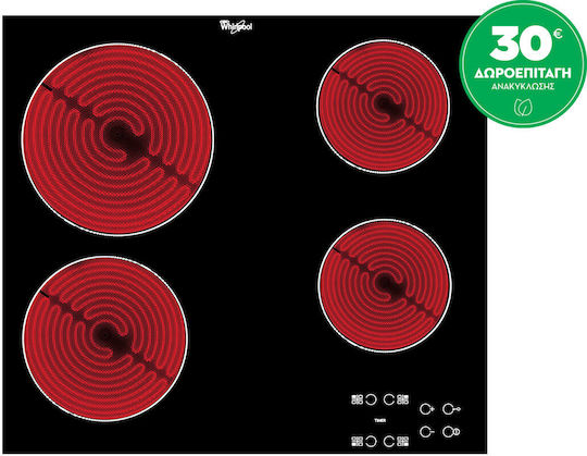 Whirlpool Κεραμική Εστία με Πλαίσιο Αυτόνομη με Λειτουργία Κλειδώματος 58x51εκ.