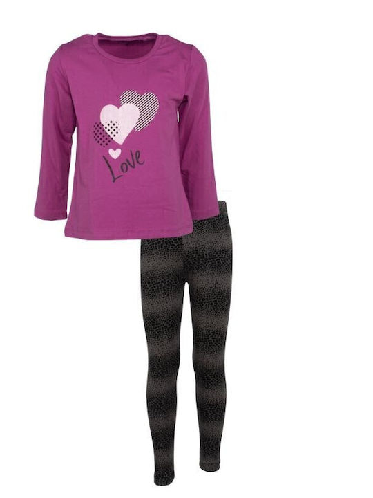 Kinder-Set mit Leggings Winter 2Stück Magenta
