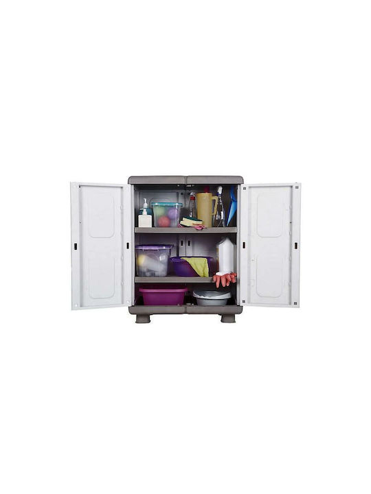 Double Door Wardrobe Ivi Plastic with 2 Shelves Grey / Charcoal 73x44x96cm