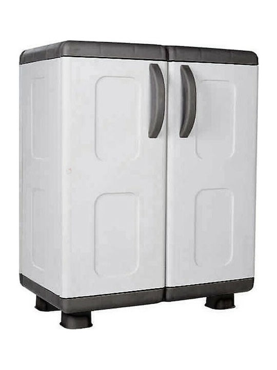 Double Door Wardrobe Ivi Plastic with 2 Shelves Grey / Charcoal 73x44x96cm