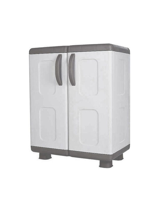 Double Door Wardrobe Ivi Plastic with 2 Shelves Grey / Charcoal 73x44x96cm