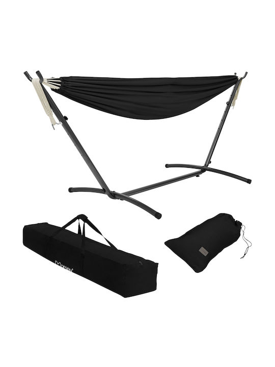 ML-Design Хамак King Size Текстил Със стойка Черен ML-Design Хамак King Size Текстил Със стойка Черен