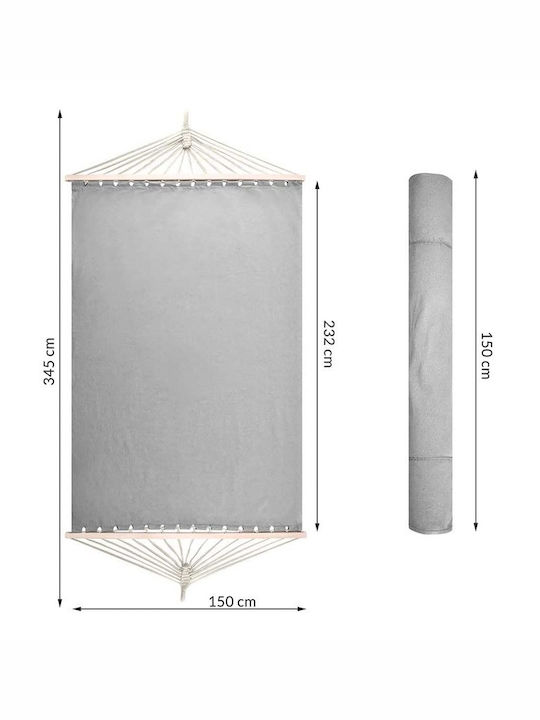 Bakaji Double Hammock Gray 345x150cm