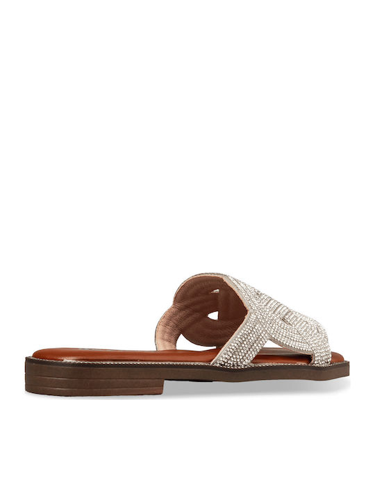 Flache Sandalen für Damen in Silber Farbe