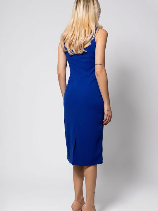 Sommer Midi Damenkleid Ärmellos Blau Rüa