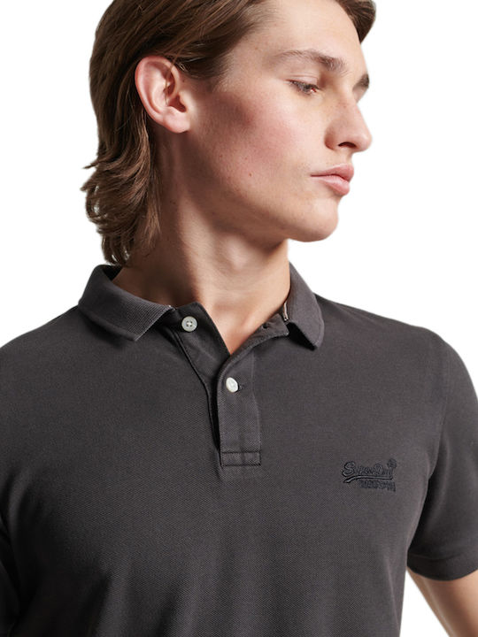 Polo Herrenbluse Kurzarm Dunkelgrau