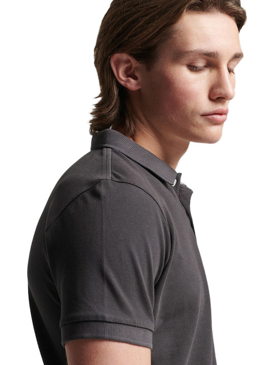 Polo Herrenbluse Kurzarm Dunkelgrau