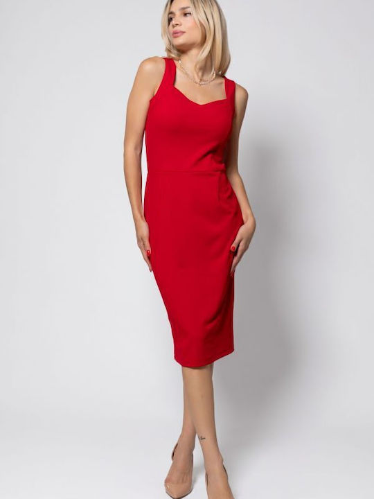 Summer Midi Dress Sleeveless Red