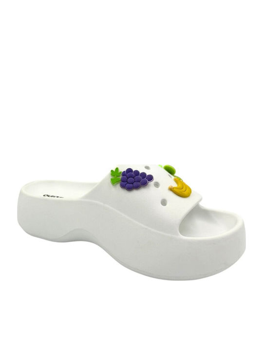 Women's Flip Flops with Platforms in White Color
