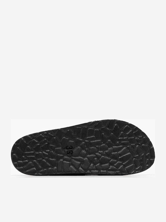 Δερμάτινα Γυναικεία Σανδάλια Flatforms Μαύρα