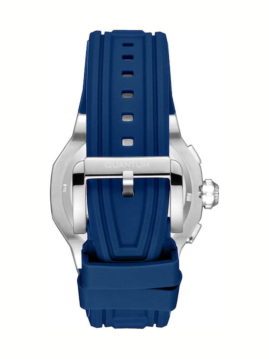 Quantum Hunter Men's Watch 46mm Chronograph Battery with Blue Rubber Strap