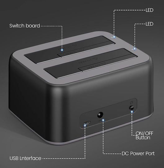 Orico Docking Station for 2 Hard Drives SATA 2.5" / 3.5" with Connection USB-C (6829C3-V1)