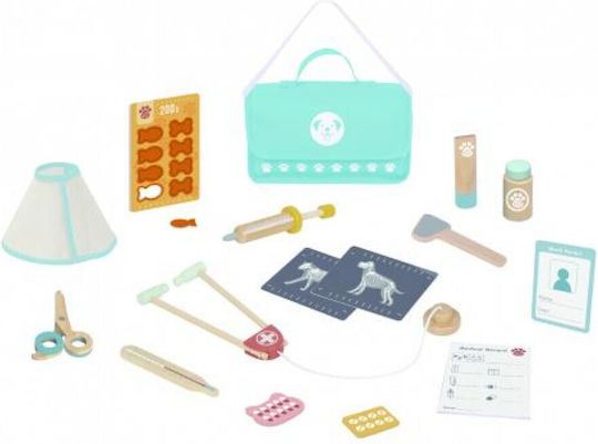 Tooky Toys Βαλιτσάκι Κτηνιάτρου από Ξύλο για 3+ Ετών 16τμχ