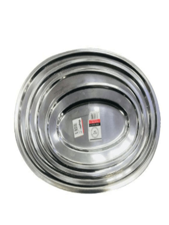 Πιάτο Ρηχό Οβάλ Inox Ασημί 22x12cm