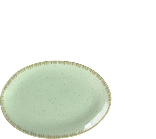 XM-Casa Plate Shallow Oval made of Porcelain Green 26x26cm