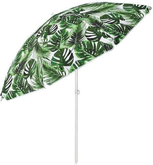 Umbrelă Plajă Pterugiu 2 Inele Cadru Metalic Ø2m Alb-verde