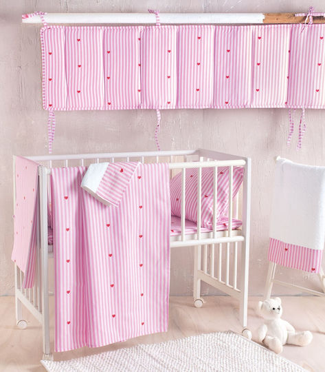 Rythmos Heart Baby Sheet Cradle Cotton Pink 80x110cm