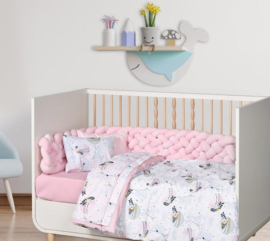 Das Home Fun 4915 Set Baby Bettlaken Für Krippe Baumwolle Hellblau, Minze, Rosa Rosa 130x170cm 3Stück