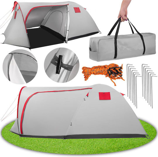 Cort De Camping De Iarnă Tunel Gri Pentru 4 Persoane 350x200x135cm