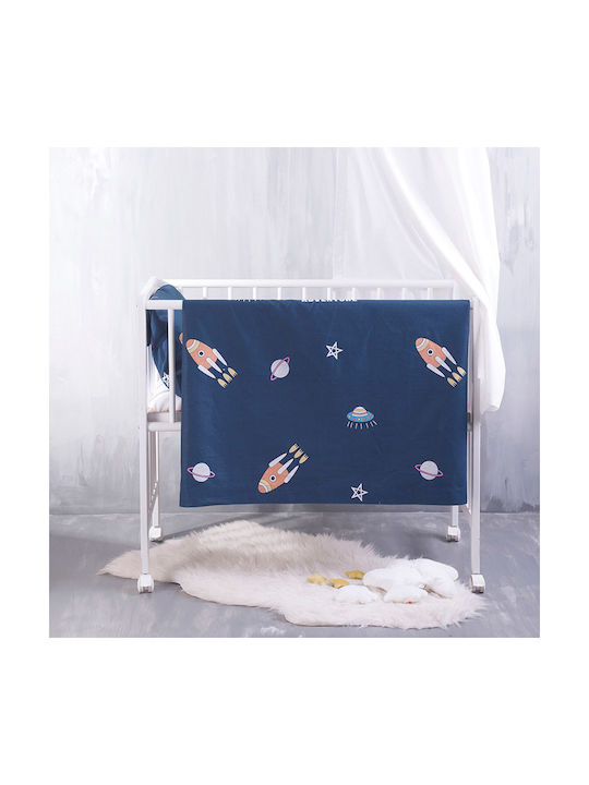 Rythmos Spaceship Baby Sheet Cradle Cotton Blue 80x110cm