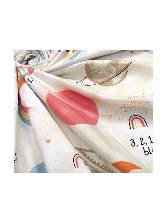Dimcol Spaceship 186 Baby Sheet Crib Cotton Fitted Beige Beige 70x140cm