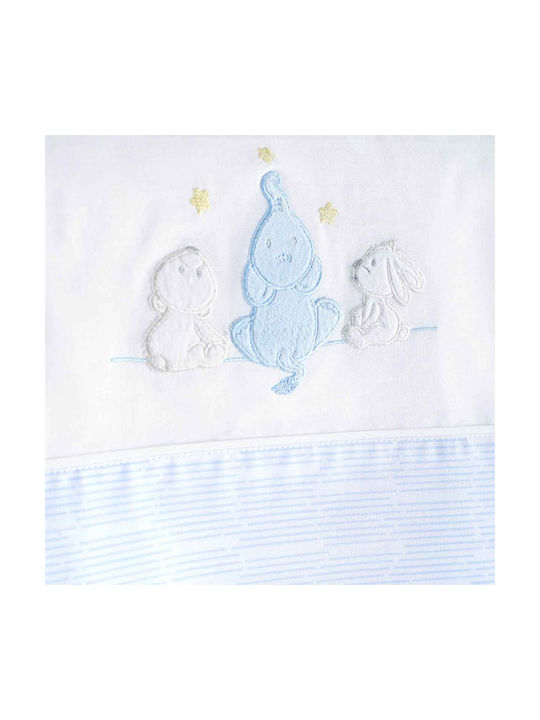 Rythmos Elephant Friends Baby Sheets Set Crib Cotton Sky Blue Gray 100x160cm 3pcs