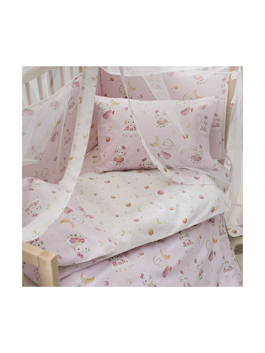 Vesta Home Σετ Βρεφικά Σεντόνια Κούνιας Βαμβακερά Lambi Pink 120x165εκ. 3τμχ
