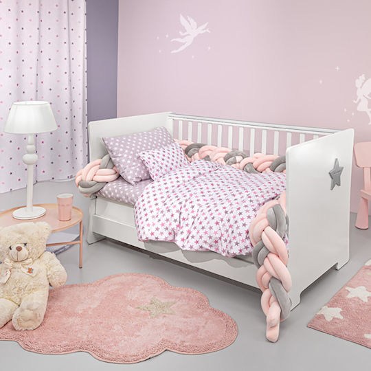 Guy Laroche Baby Sheets Set Crib Cotton Pudra Pink 115x170cm 3pcs