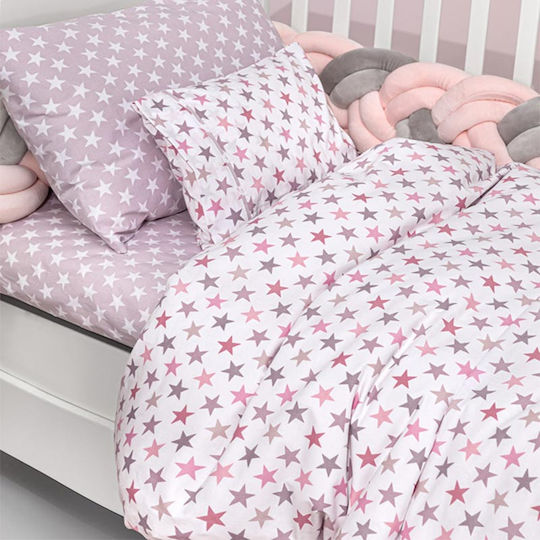Guy Laroche Baby Sheets Set Crib Cotton Pudra Pink 115x170cm 3pcs