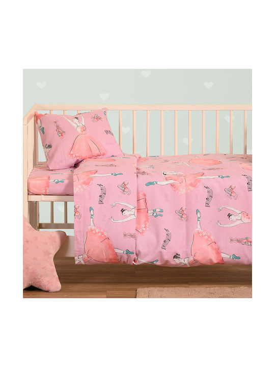 Melinen Baby Sheets Set Crib Flannel Ballet Pink Pink 120x170cm 3pcs