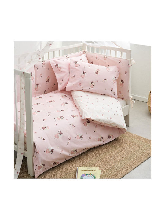 Vesta Home Set Baby Crib Cotton Sheets Fairy Pink 120x165cm 3 Pieces