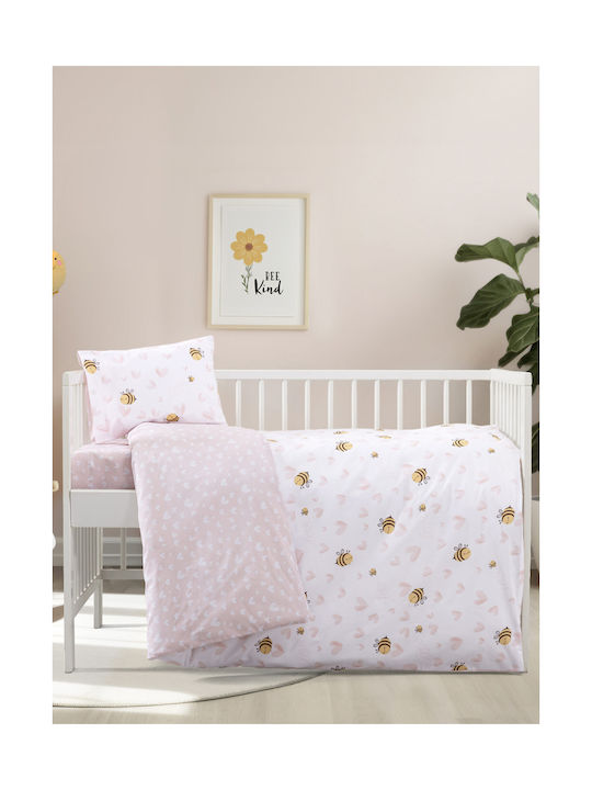 Kocoon Set Baby Bettlaken Für Krippe Baumwolle Rosa 120x160cm 3Stück